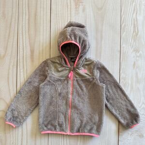 The North Face OSO Toddler Size 5 Full Zip Fleece Jacket Hooded Gray/Pink